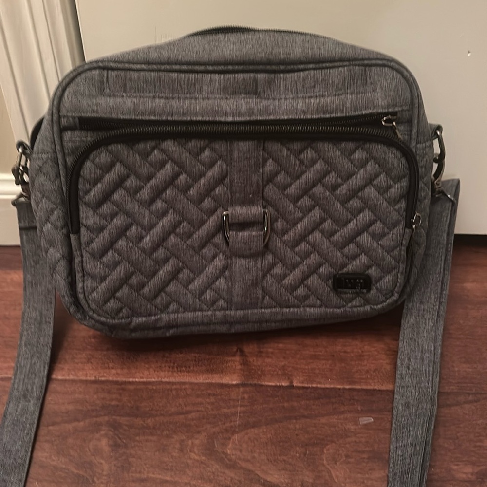 Lug Carousel XL crossbody gray quilted purse